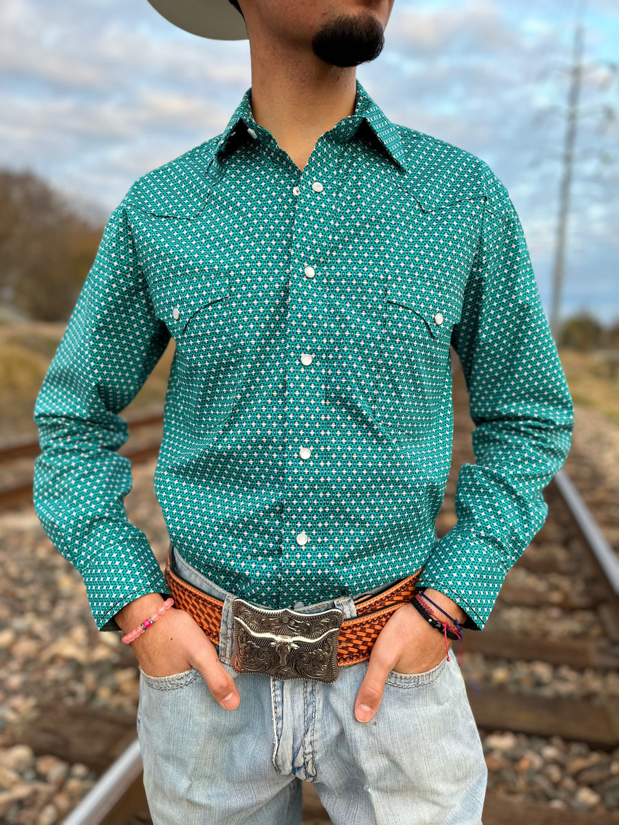 Men's panhandle turquoise long sleeve shirt | RMN2S02801