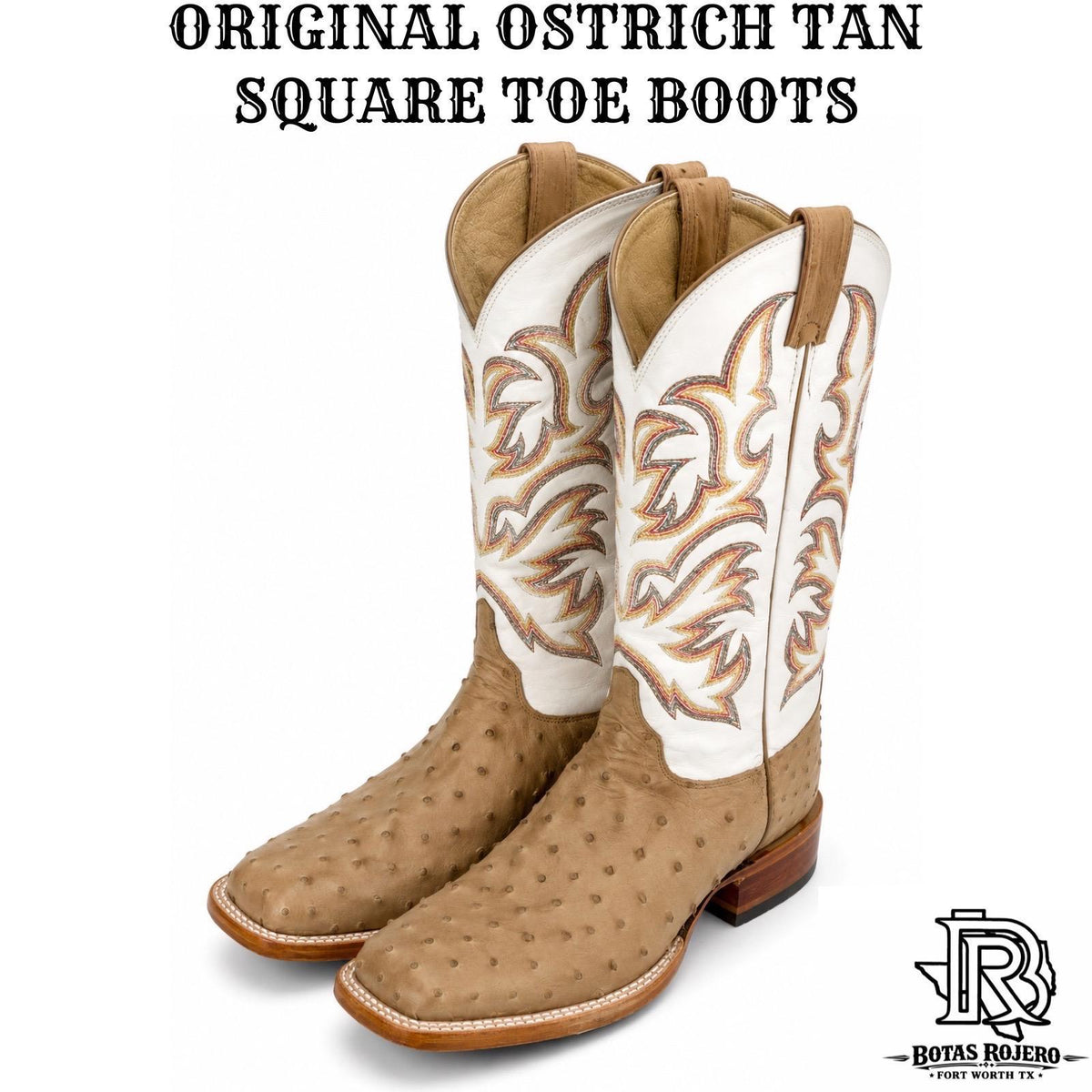Toujours  8572 | OSTRICH ORIGNAL JUSTIN BOOTS ANTIQUE TAN SQUARE TOE WESTERN