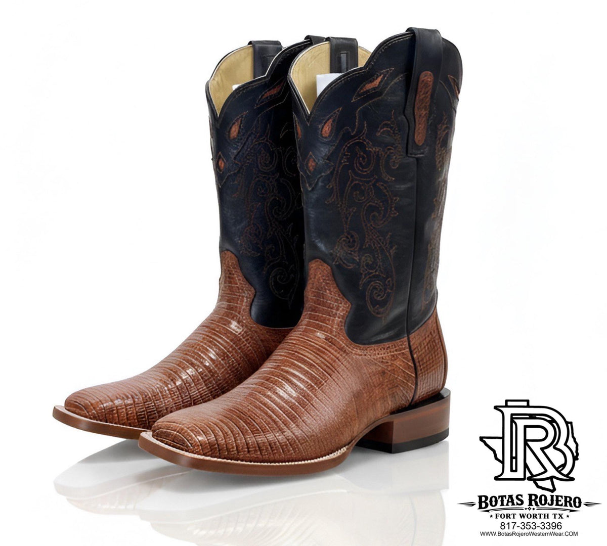 ARMADILLO LIZARD COGNAC ORIGNAL SQUARE TOE MEN WESTERN BOOTS