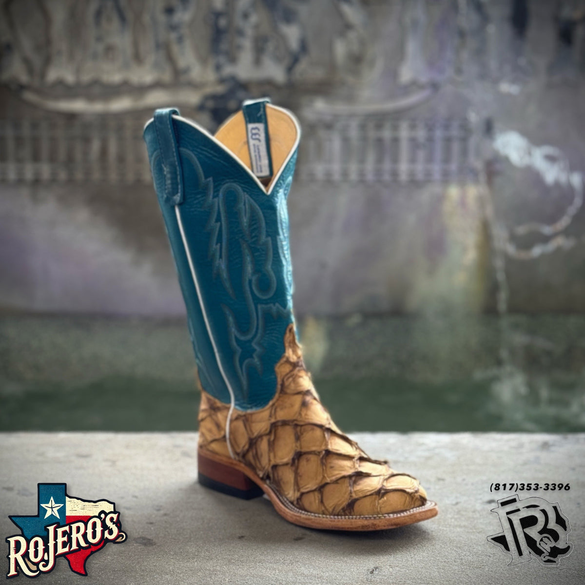 ANDERSON BEAN FISH MEN SQUARE TOE WESTERN BOOTS MATTE