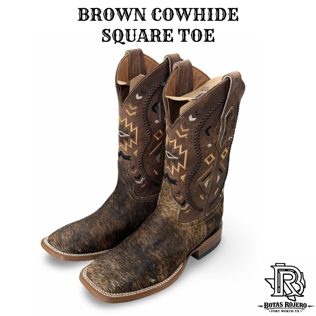 Malachi “ | COWHIDE BROWN MEN SQUARE TOE WESTERN BOOTS – Botas Rojero