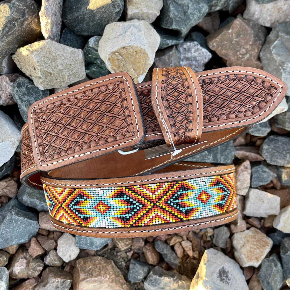JUAN “ | MEN WESTERN BEADED BELT MULTI COLOR – Botas Rojero display picture 1