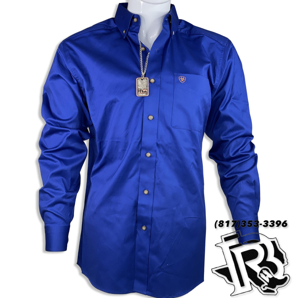 SOLID ULTRAMARINE MEN SHIRT | LONG SLEEVE ARIAT MEN WESTERN SHIRT