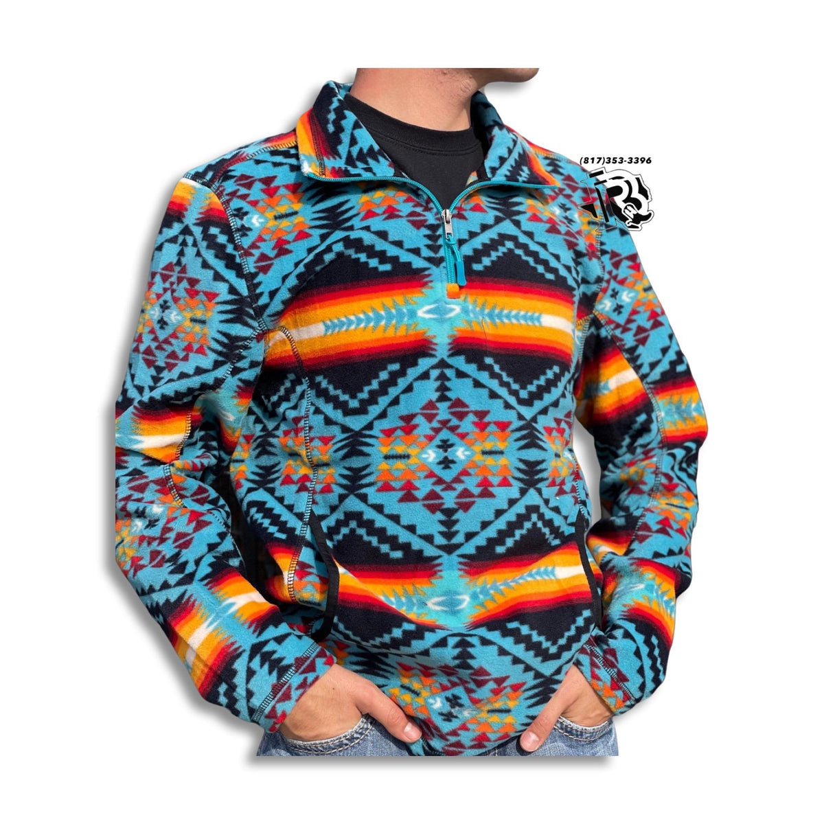Teal Aztec Fleece Pullover Hoodie – Western Edge, Ltd.