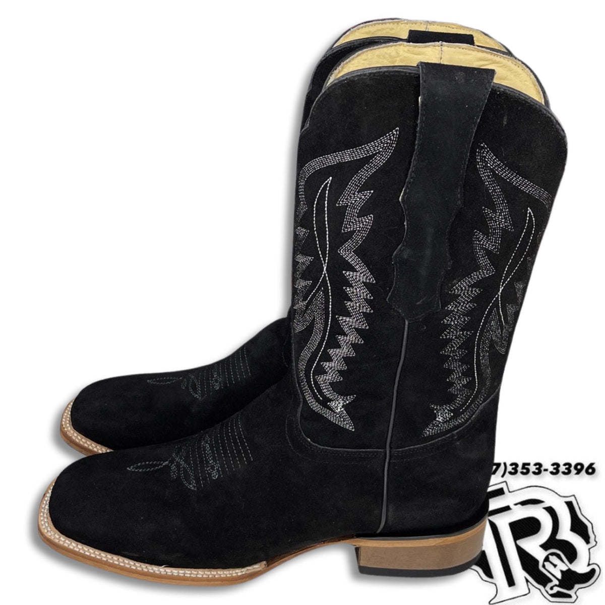 JACKSON “ | BLACK ROUGH OUT MEN SQUARE TOE WESTERN BOOTS MORELIA