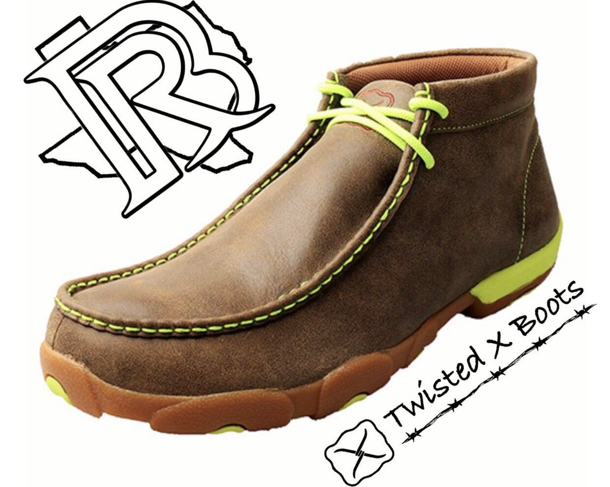 Twisted X Bomber/Neon Yellow Men’s Driving Moccasins MDM0026