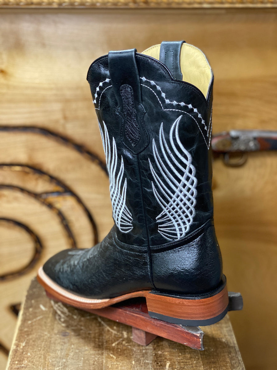 VESTIUM Ave Panza Black Smooth Genuine Ostrich Size 12 E E New Black Smooth Ostrich Boots | Wild West Boots Snip Toe main image 3