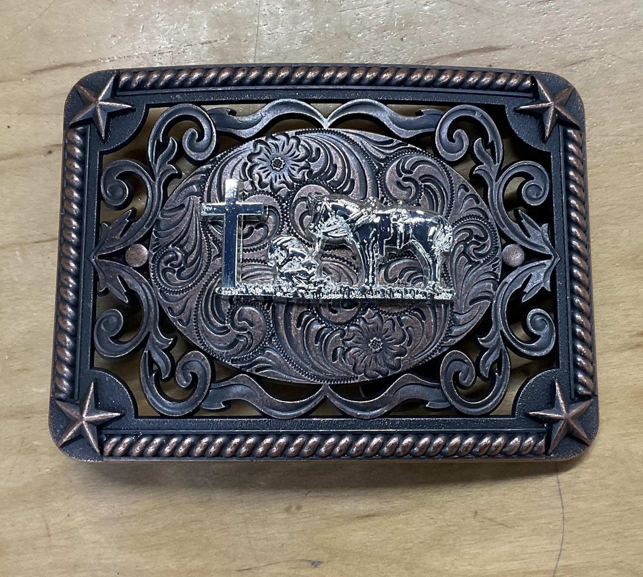 PRAYING HORSE BELT BUCKLE