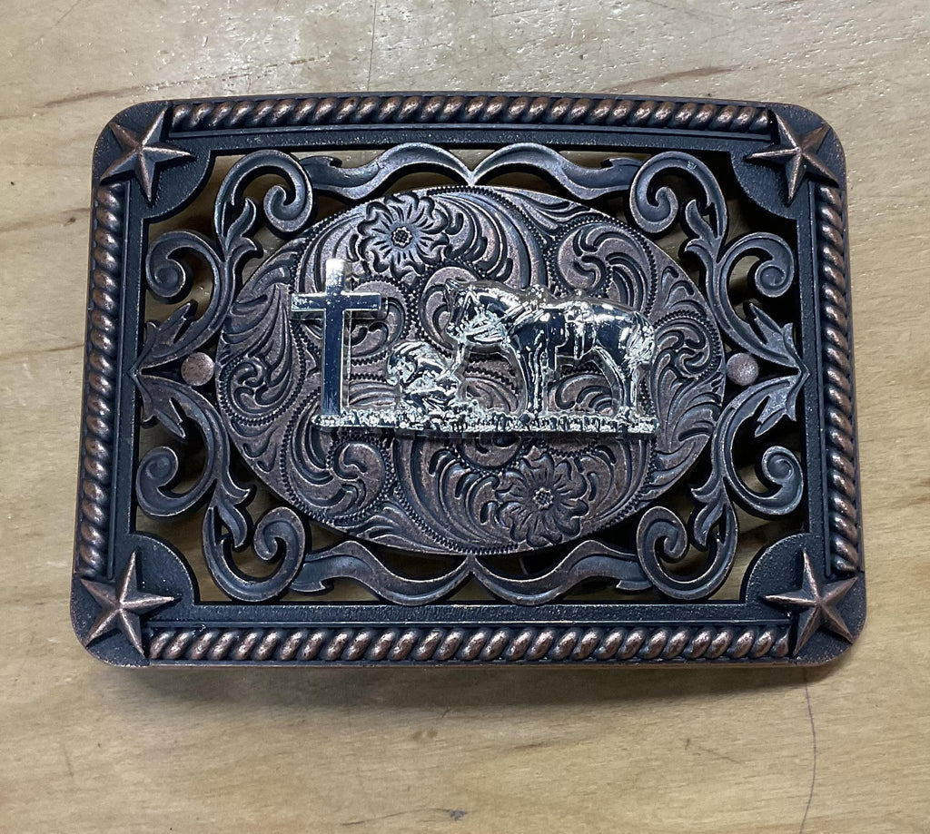 PRAYING HORSE BELT BUCKLE