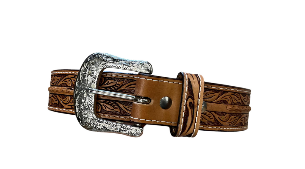 TWISTED X MENS FLORAL CARVING BRAIDED BELT | XWB661