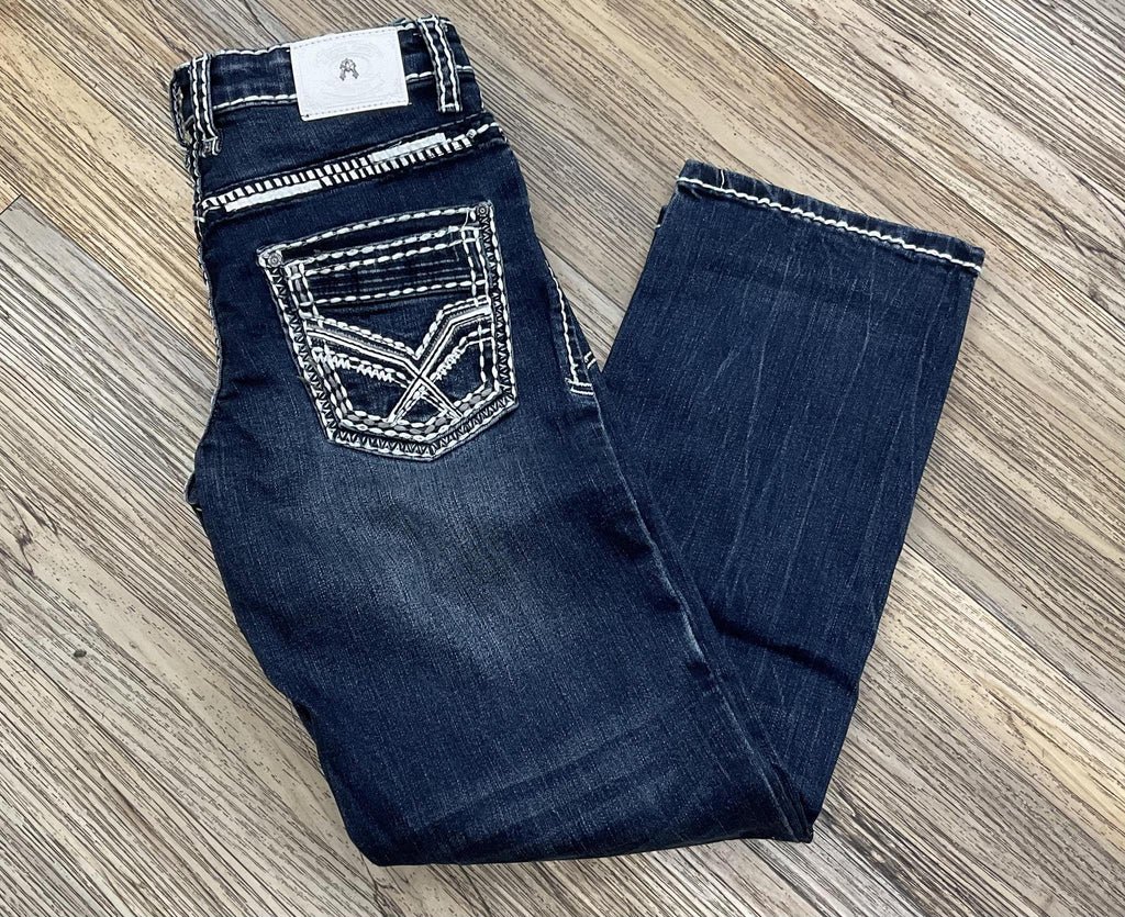 ‘’JIMMY’’ BOYS BOOT CUT DARK WASH JEANS | AM2211-k
