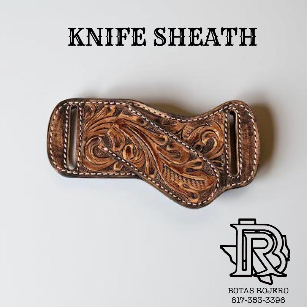 3D Scrolling Pattern Leather Knife Sheath|D8402302