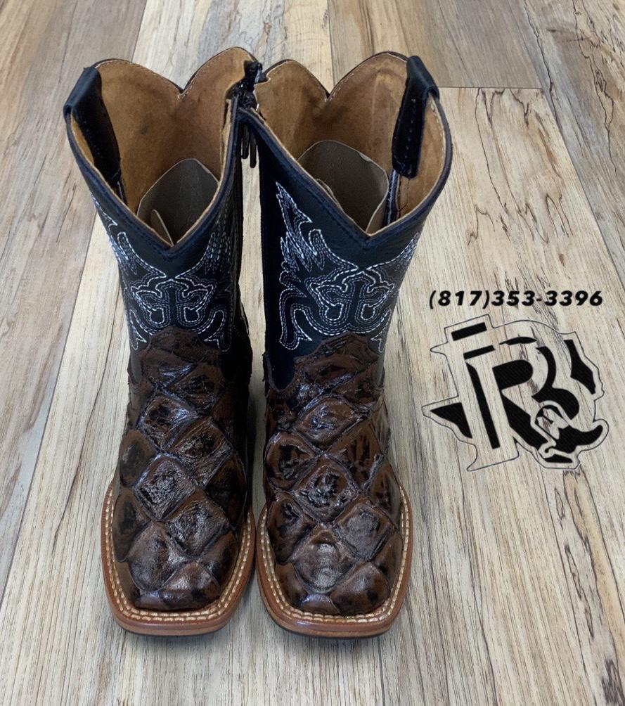 Christian brown fish print kids boot – Botas Rojero