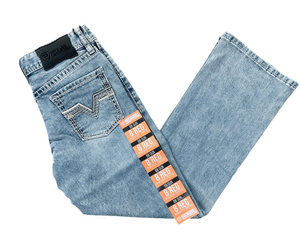 BOYS ROCK & ROLL GREY EMB BOOTCUT LIGHT VINTAGE JEANS | BB0BD06133