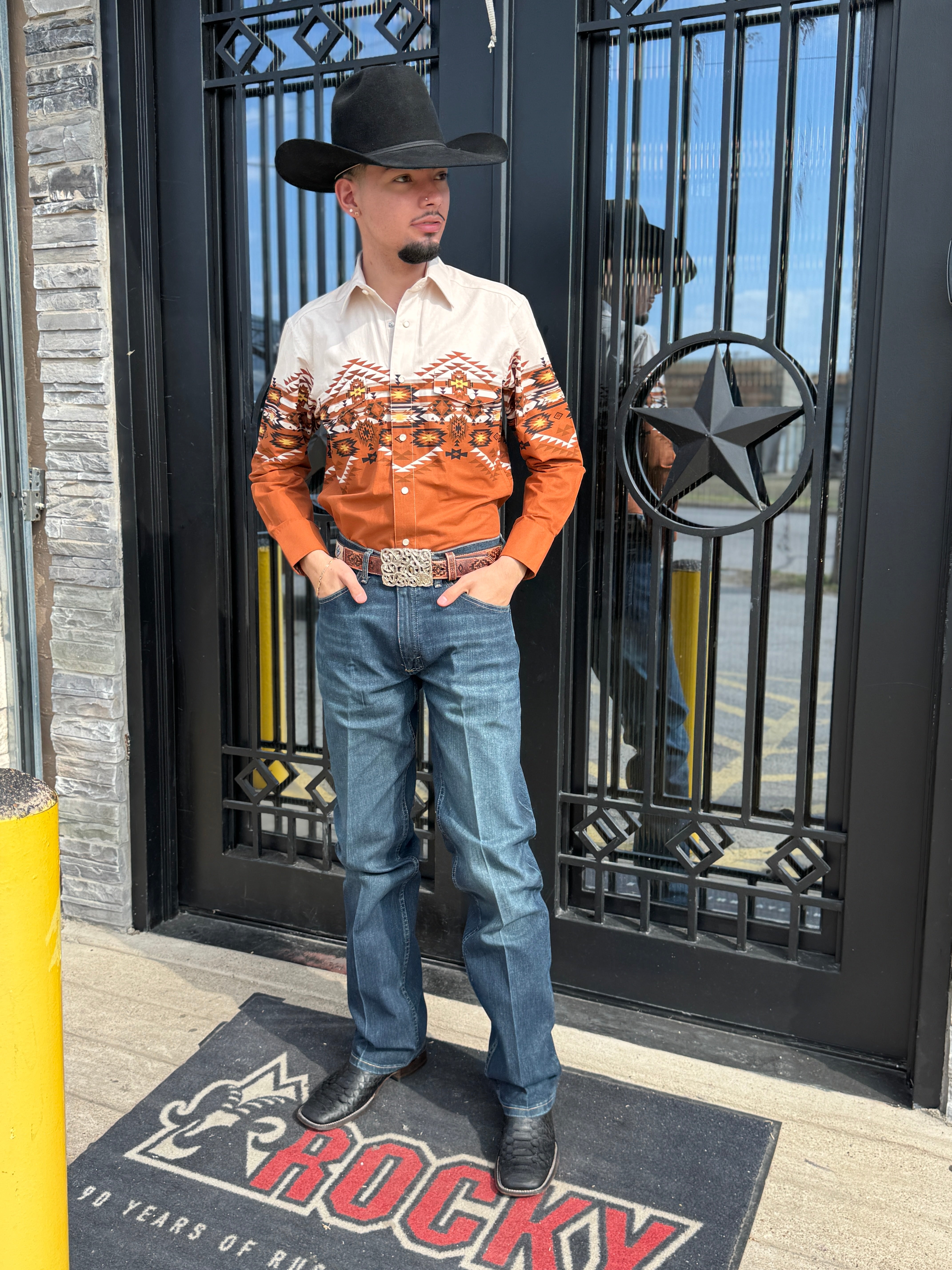 MEN’S PANHANDLE AZTEC PRINT BORDER SHIRT |SMN2S06050