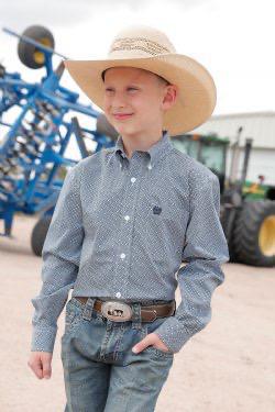 Boys long sleeve light blue cinch shirt | MTW7060312