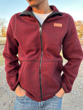 Load image into Gallery viewer, MENS SWEATER JACKET BURGUNDY CINCH | MWJ1584001