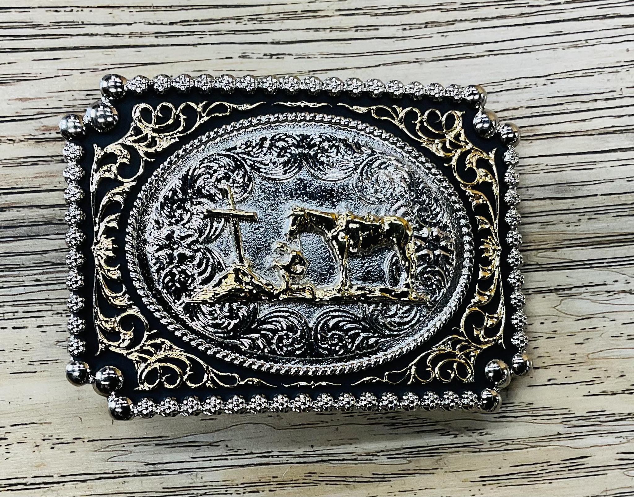 Belt Buckle |Praying Cowboy Rectangular Belt Buckle Wild West Living |TBB4580CC