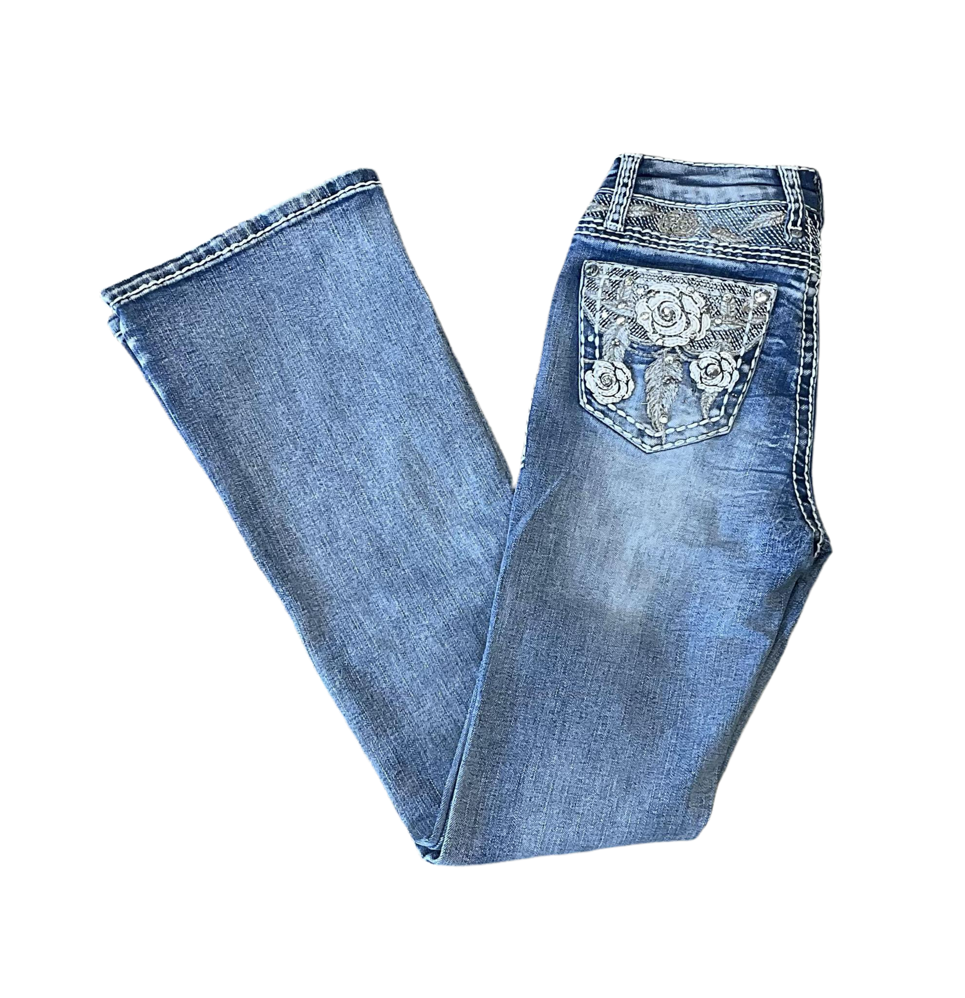 “ ISABELLE “ | Girls Western Jeans Stone rhinestone |A1066-PBK