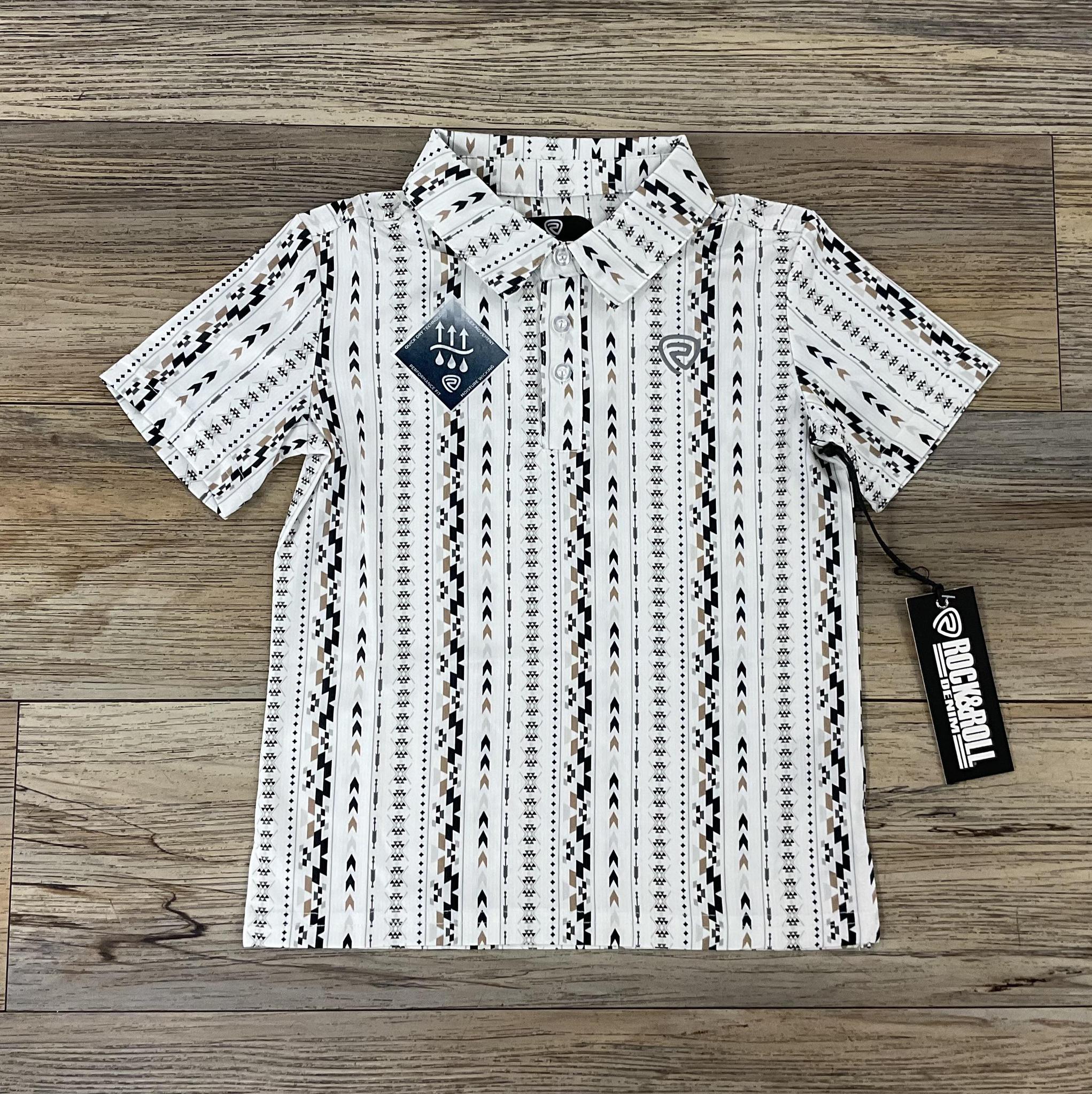 BOY’S ROCK & ROLL NATURAL AZTEC PRINTED POLO | BB51T06004