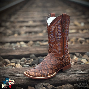 FISH BOOTS (BIG BASS) | DARK BROWN ORIGNAL FISH MEN SQUARE TOE BOOTS