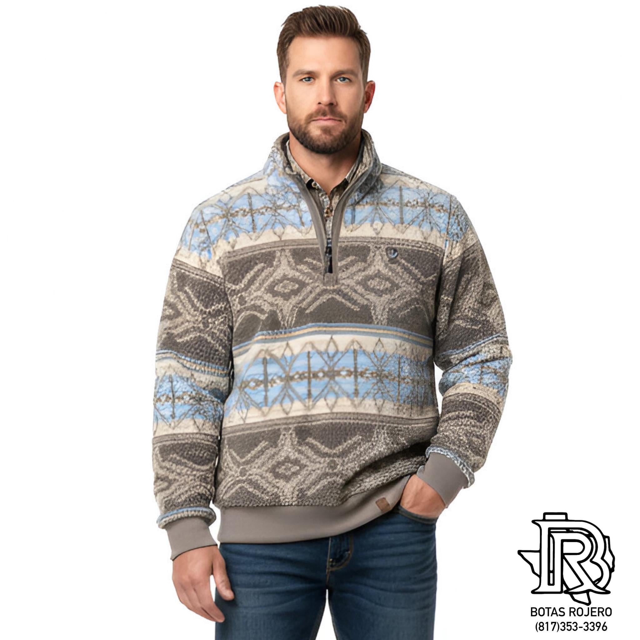 メンズウェア bbqpotato Men's Rock & Roll Denim Aztec Print Pullover |BM91T07716 – Botas