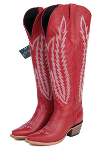 VALENTINA TALL  WIDE RED WOMEN BOOTS