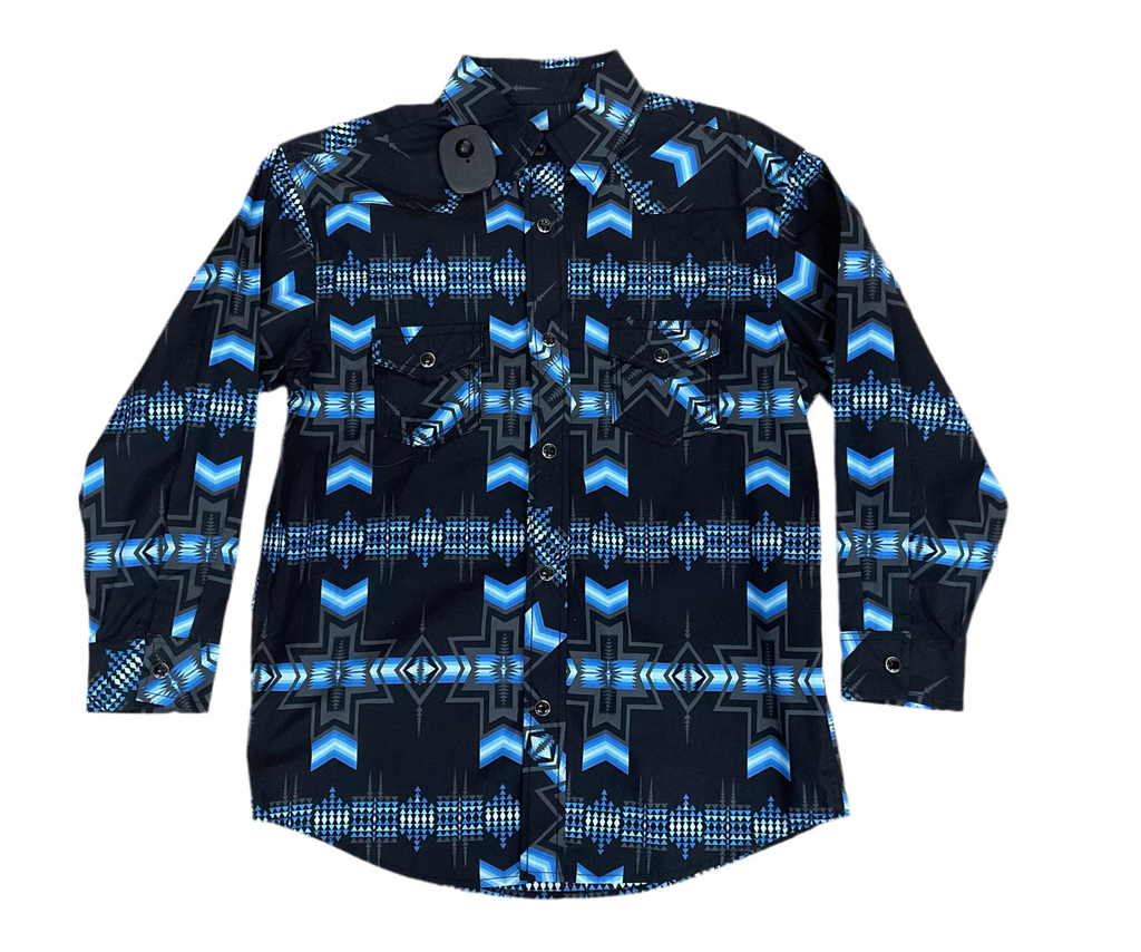 Boy's Rock&Roll Black and Blue Aztec Print (B8S2042)