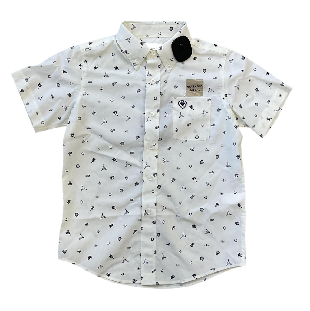 Boys ariat Colter short Sleeve white shirt |10054782