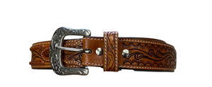 TWISTED X LEATHER TOOLED BELT WITH LEATHER BRAIDED ACCENT | XABH1002