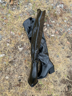 MELANIE METALLIC BLACK BOOTS