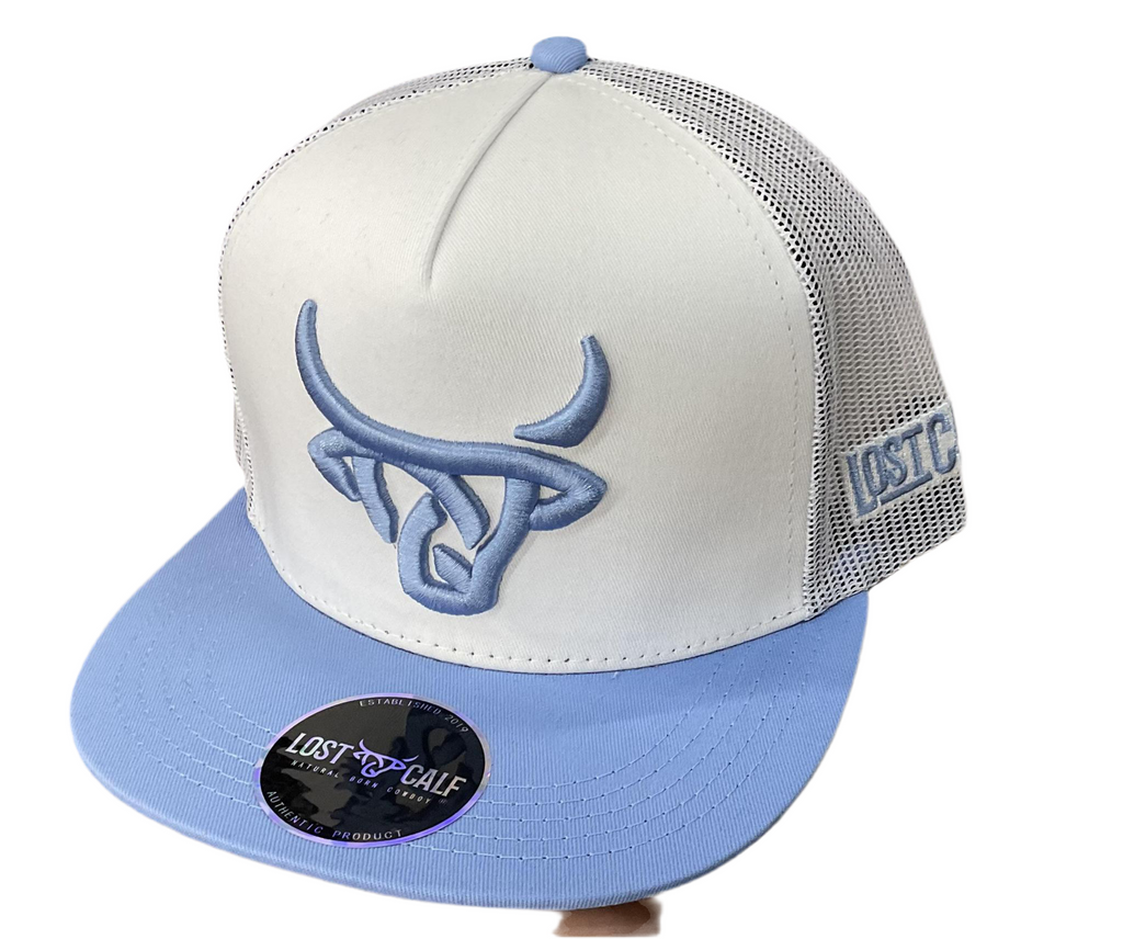 “ DANNY “ | MEN’S  CAP WHITE/BABY-BLUE LOST CALF