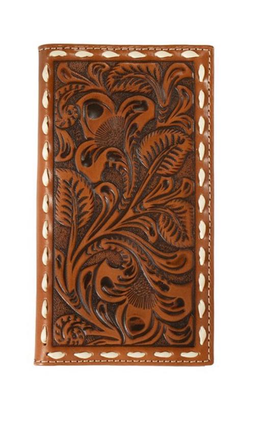 Nocona Western Wallet Mens Rodeo Floral Embossed Lace Tan |N500045108