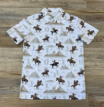 Load image into Gallery viewer, ‘’MAKE’’ MENS PLATINI WHITE HORSE PRINT  POLO | PGP10150