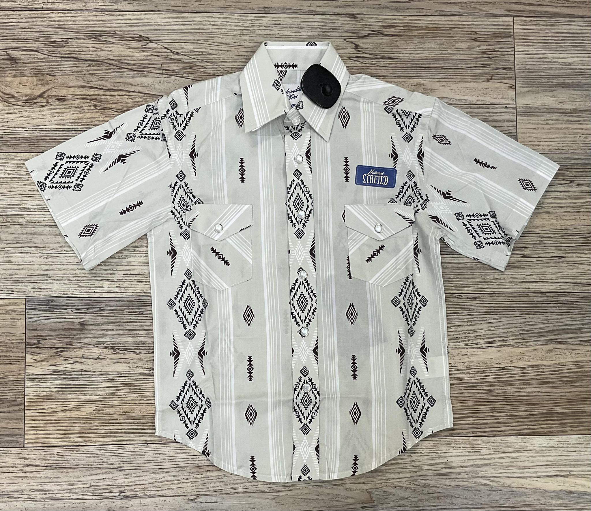 BOY’S ROCK & ROLL LIGHT GREY SHORT SLEEVE SHIRT |PBN3S06585