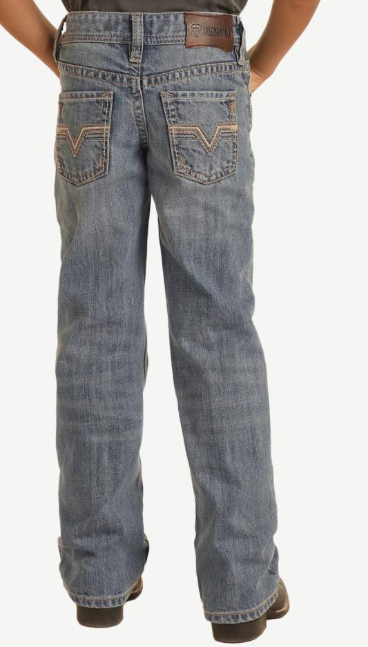 BOYS ROPE V RELAXED FIT LIGHT VINTAGE BOOTCUT JEANS | BB0BD03656