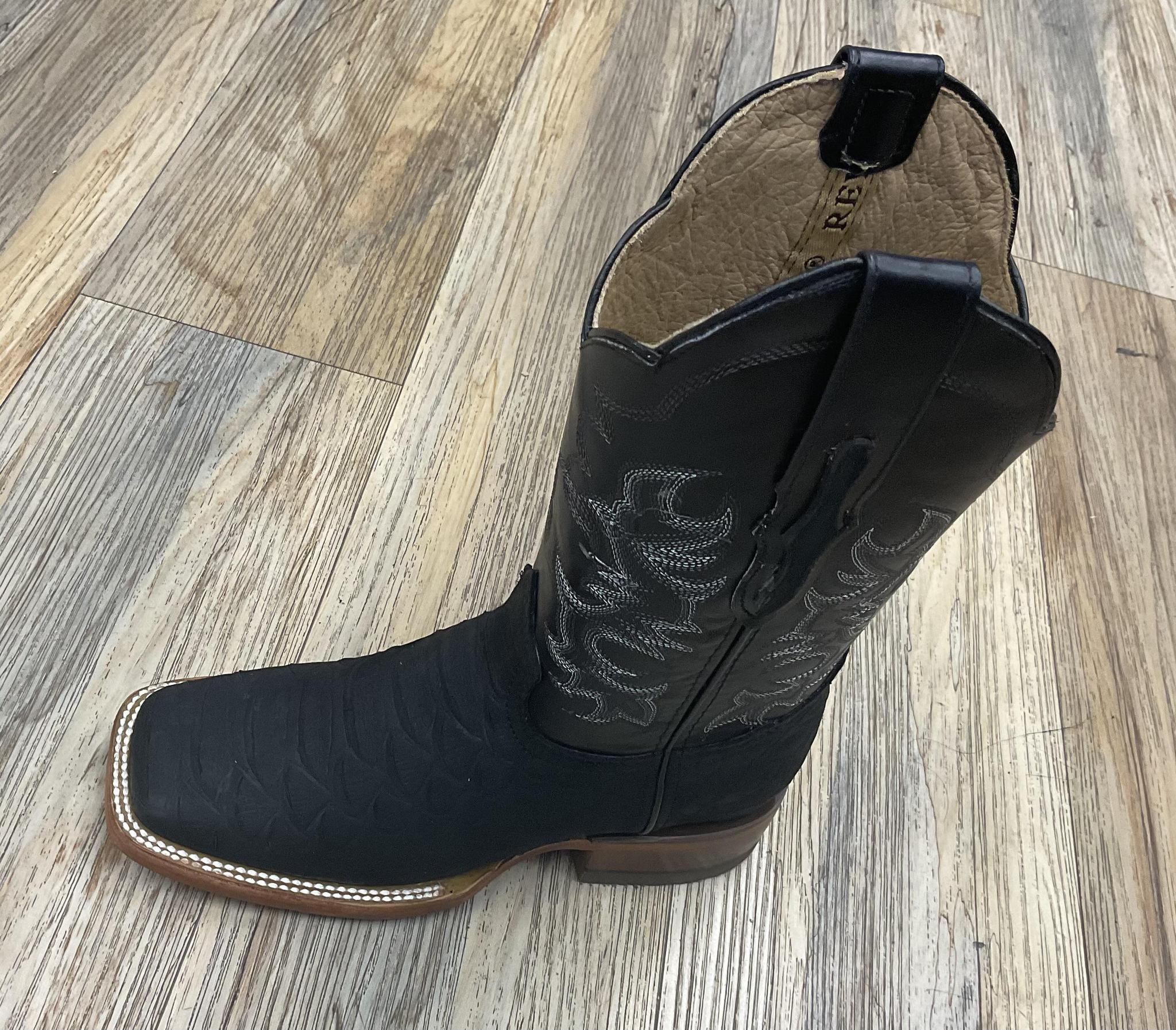 ‘’BRYAN’’ PHYTHON NOBUCK BLACK BOOTS
