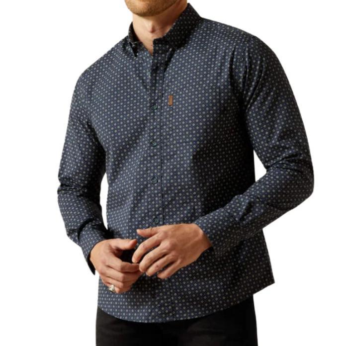 Ariat Men's Mylo Navy Modern Fit Button Down Long Sleeve Shirt | 10062219