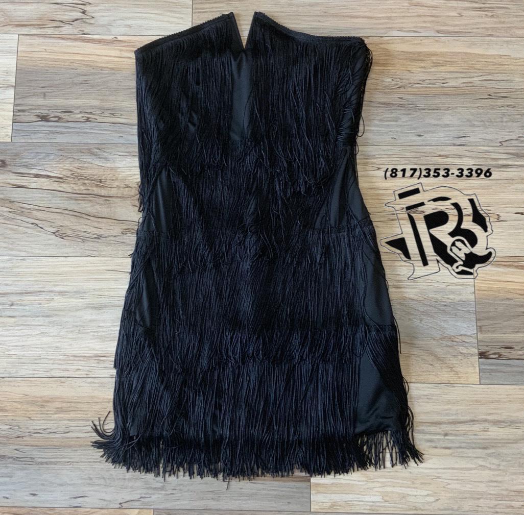 Diana black fringe dress