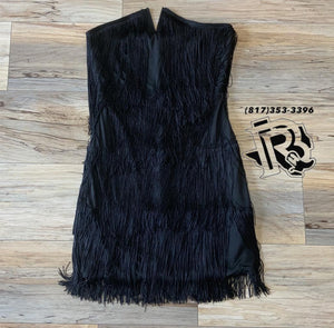 Diana black fringe dress