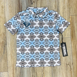 BOYS ROCK & ROLL WHITE AZTEC SNAP POLO | BB51T06010