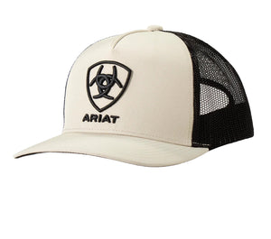 Ariat Men's Light Latte & Black with Black Shield Logo Patch Cap| A3000876243