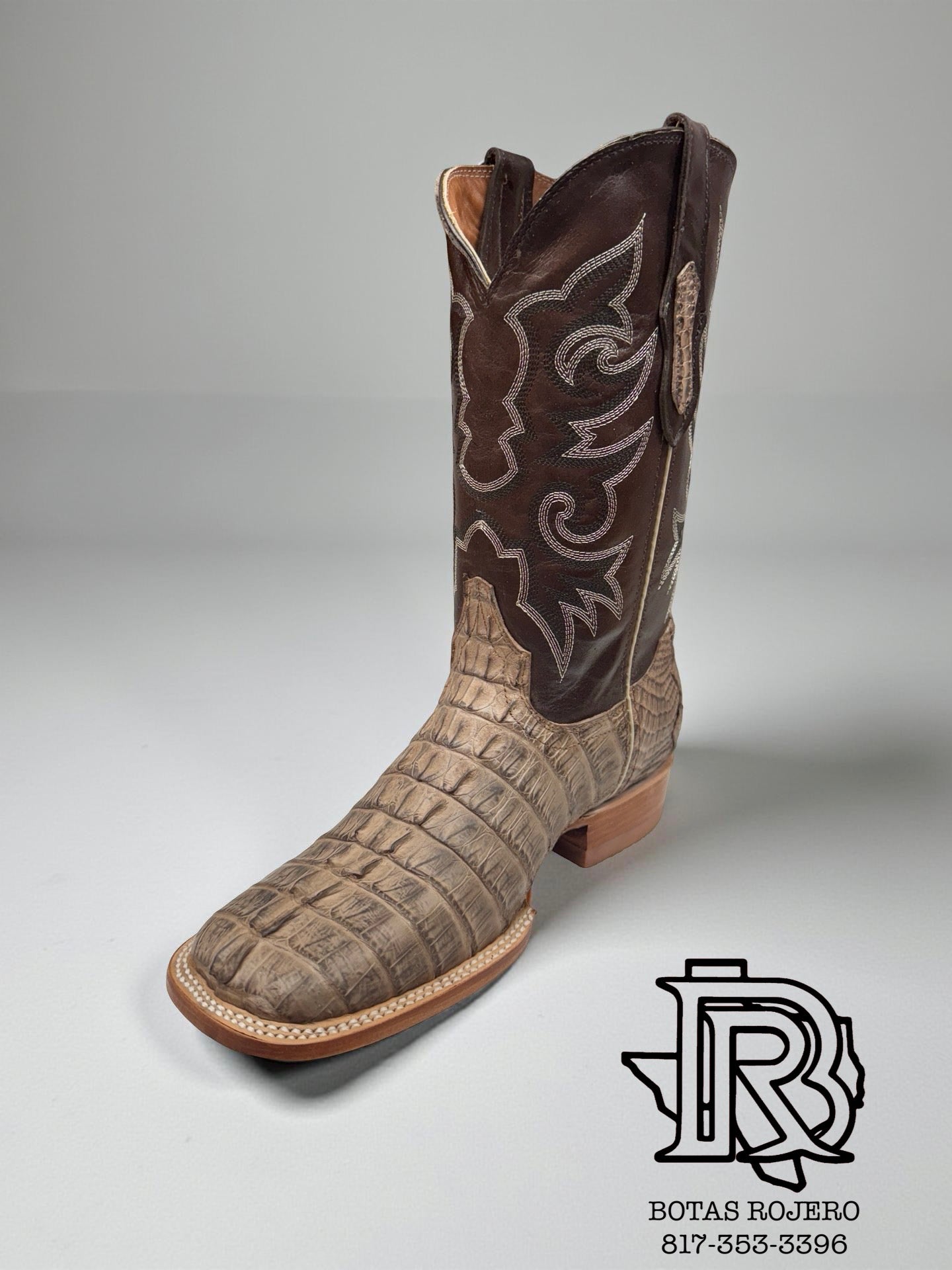 “ TAYLOR “ CAIMAN ORIGINAL LEATHER TAIL COLOR CIGAR MEN SQUARE TOE WESTERN BOOTS