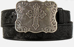 NOCONA WESTERN WOMENS BELT LEATHER EMBOSSED CROSS BUCKLE BLACK | N3483801
