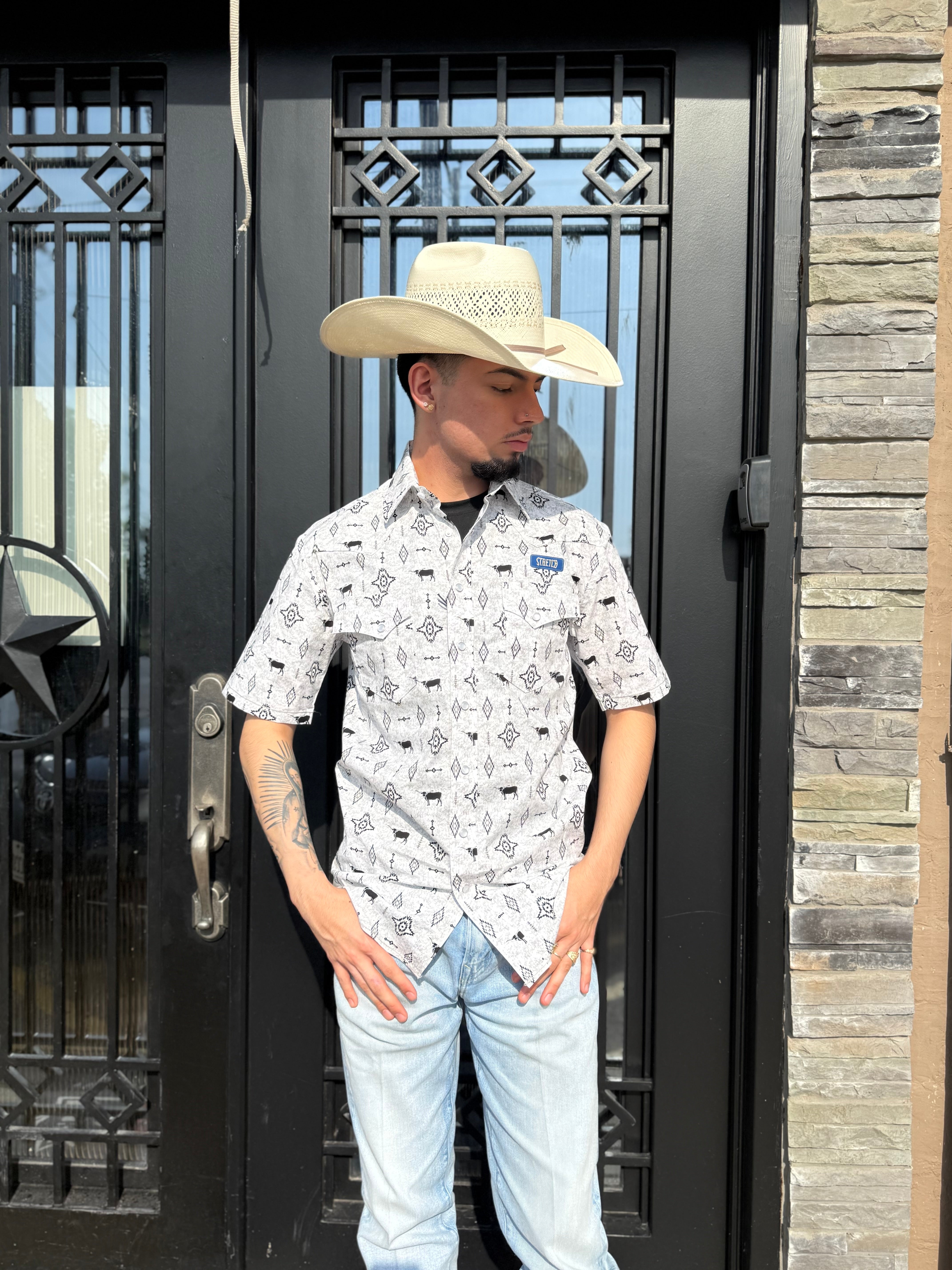 ‘’ADAM’’ MEN’S PANHANDLE BLACK SHORT SLEEVE SHIRT |RMN3S06553