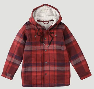 WRANGLER BOY'S FLANNEL HOODED SHIRT JACKET | 112335636