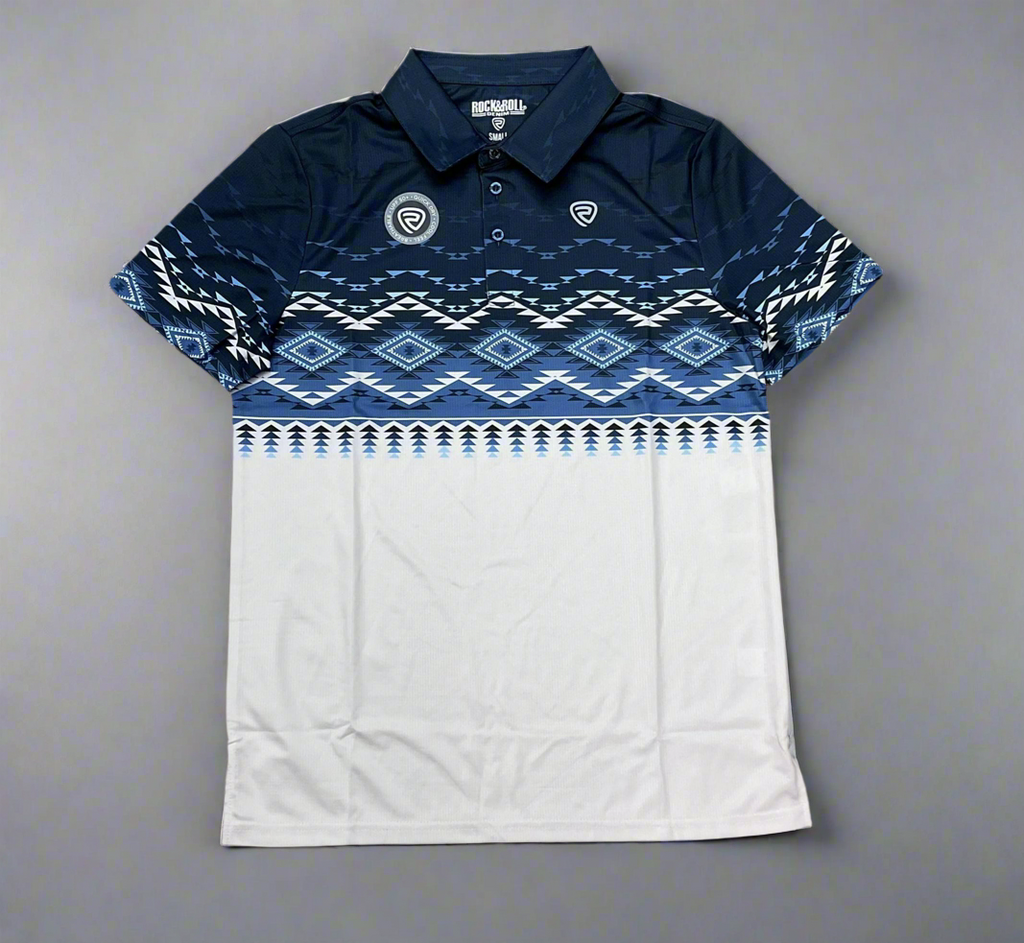 ‘’LUKA’’ MENS ROCK & ROLL NAVY PRINTED POLO |BM51T07284