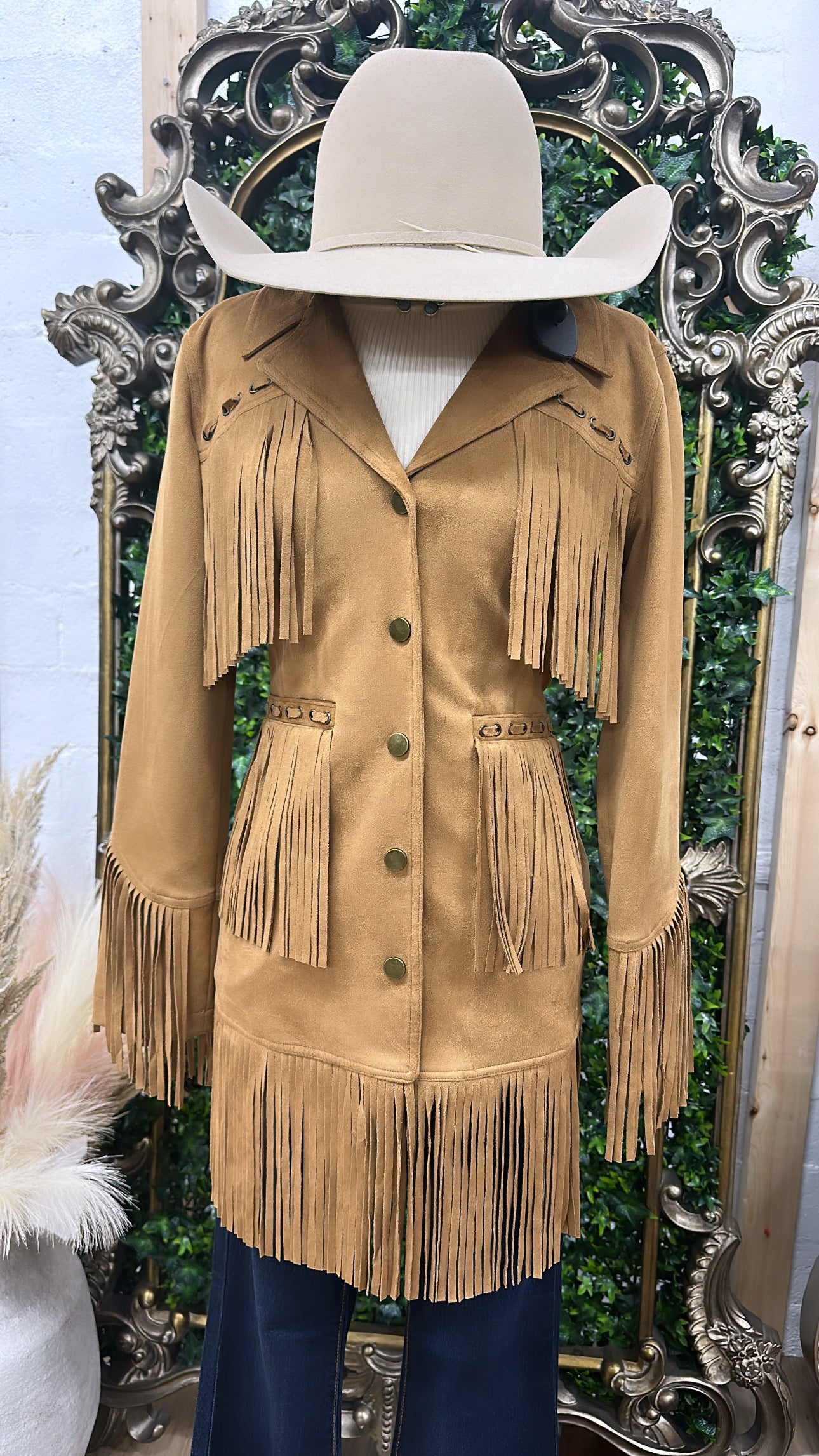 “ Daniela “ | WOMEN JACKET WITH FRINGE LIGHT BROWN PRW092RZXD2