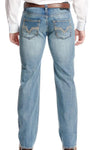 MENS ROCK & ROLL LADDER EMB PISTOL STRAIGHT MEDIUM WASH JEANS | BM1PD04821 GREEN LABEL