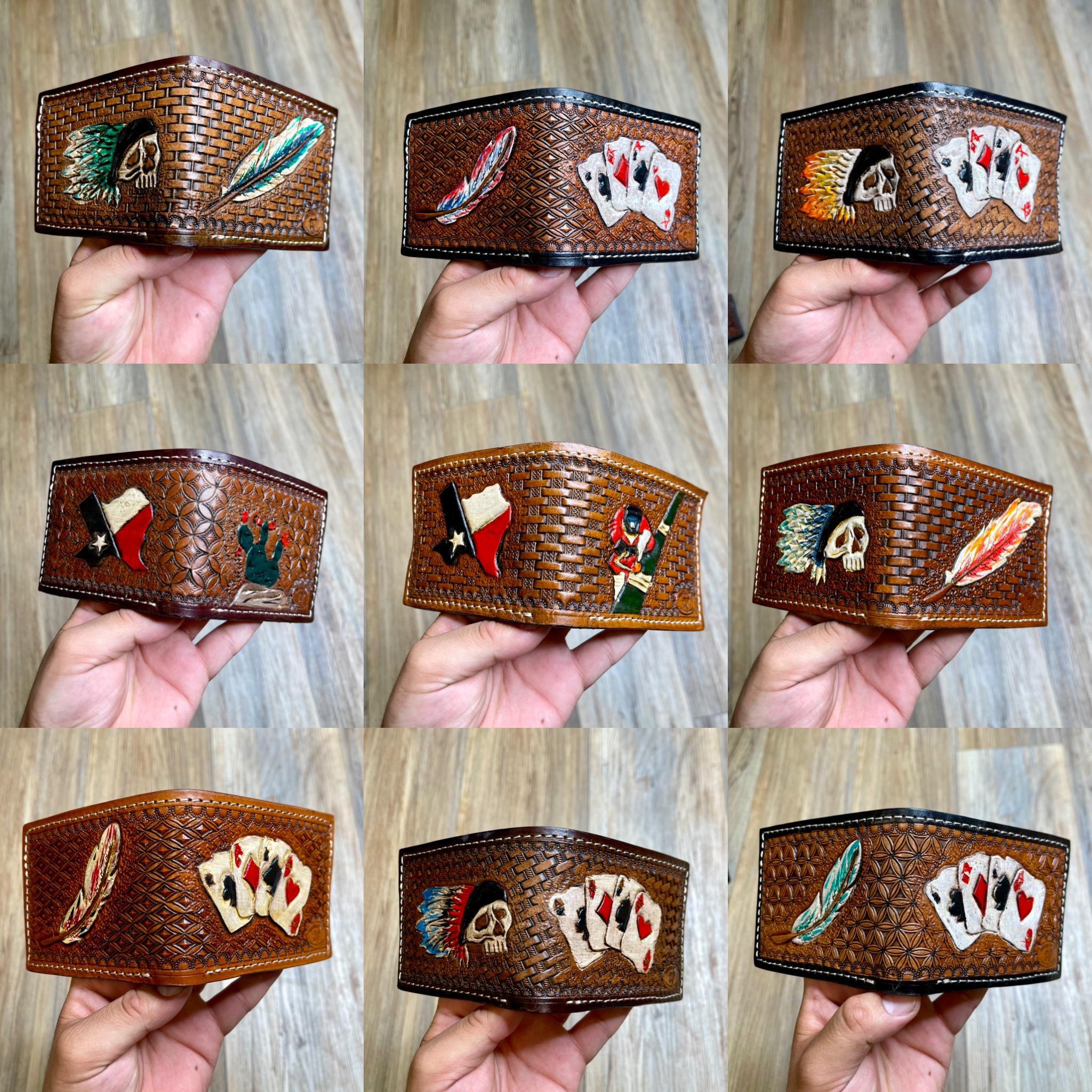 MEN WESTERN BI FOLD WALLET TOOLED LEATHER